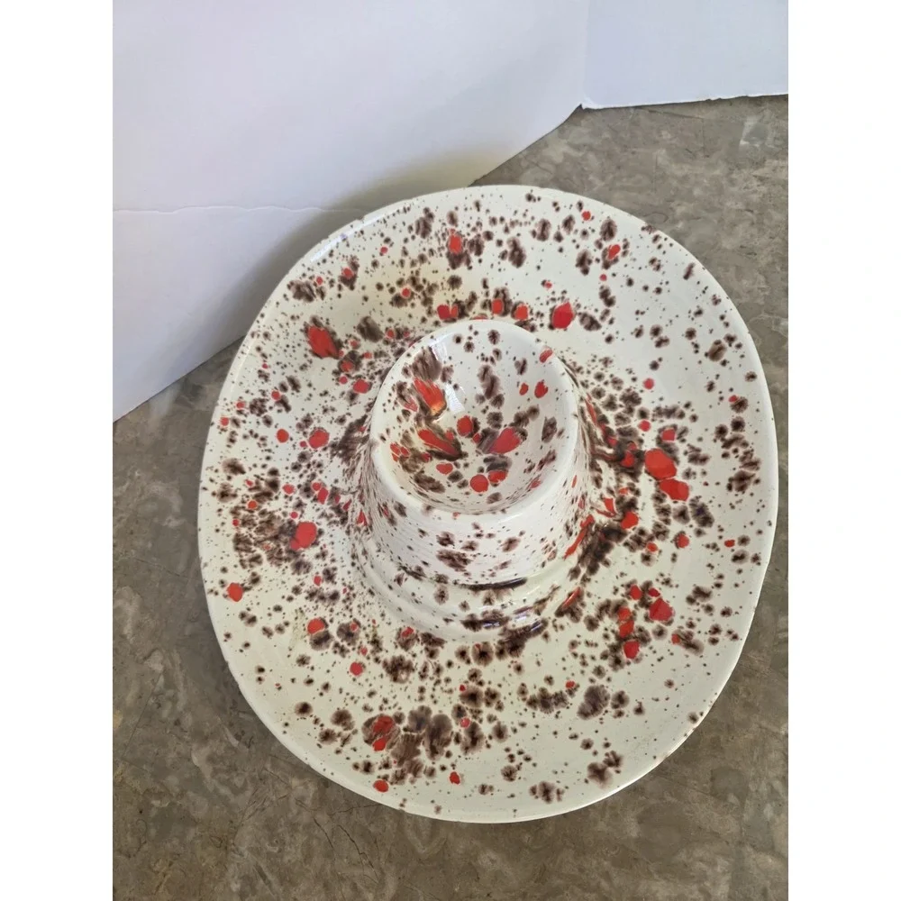 Vintage Ashtray Holland Mold Speckled Splatter Art‎ Brown Orange Trippie